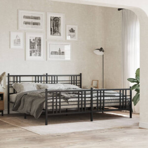 vidaXL Bedframe met hoofd- en voeteneinde metaal zwart 183x213 cm