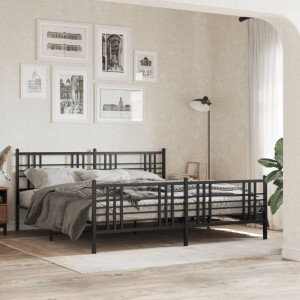 vidaXL Bedframe met hoofd- en voeteneinde metaal zwart 193x203 cm