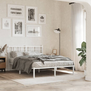vidaXL Bedframe met hoofdbord metaal wit 140x200 cm