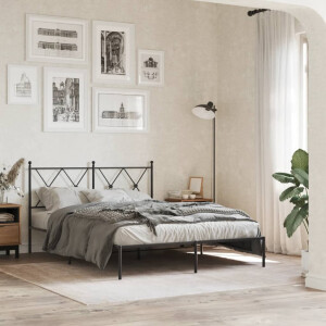 vidaXL Bedframe met hoofdbord metaal zwart 140x190 cm
