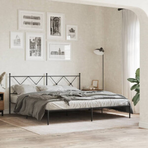 vidaXL Bedframe met hoofdbord metaal zwart 183x213 cm