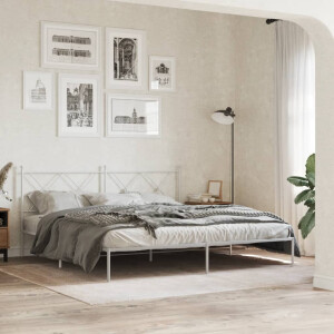 vidaXL Bedframe met hoofdbord metaal wit 183x213 cm
