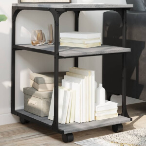 vidaXL Printerkastje 3-laags 43x48x64 cm bewerkt hout grijs sonoma