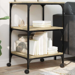 vidaXL Printerkastje 3-laags 50x41x75 cm bewerkt hout sonoma eiken