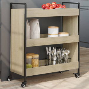 vidaXL Keukentrolley 70x30x82 cm bewerkt hout sonoma eikenkleurig