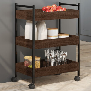 vidaXL Keukentrolley 50x30x70 cm bewerkt hout bruin eikenkleurig