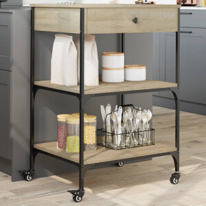 vidaXL Keukentrolley 60x48x89,5 cm bewerkt hout sonoma eikenkleurig