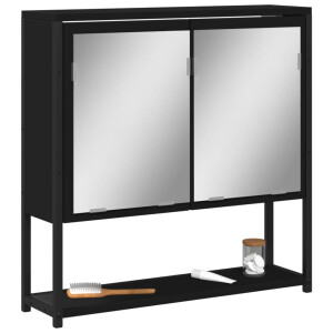 vidaXL Badkamerspiegelkast 60x16x60 cm bewerkt hout zwart