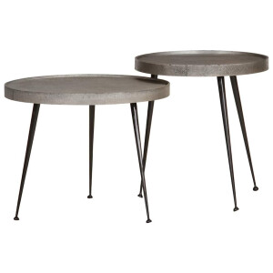vidaXL Salontafel 2 stuks zilverkleurig bewerkt hout