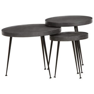 vidaXL Salontafel 3 stuks Zwart bewerkt hout