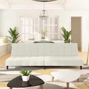 vidaXL Slaapbank 2-zits fluweel crèmekleurig