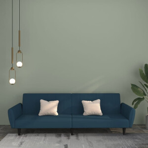 vidaXL Slaapbank 2-zits fluweel blauw