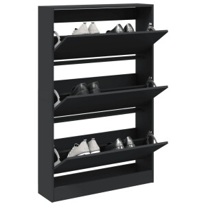 vidaXL Schoenenkast 80x21x125,5 cm bewerkt hout zwart