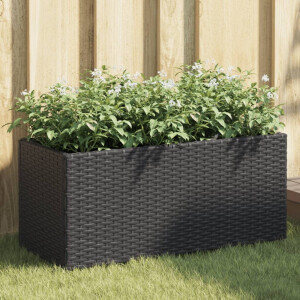 vidaXL Plantenbak met 2 potten 72x30x32 cm poly rattan zwart