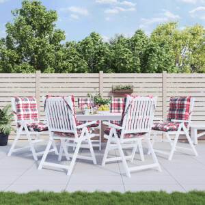 vidaXL Stoelkussens 6 st lage rug ruitpatroon oxford stof rood