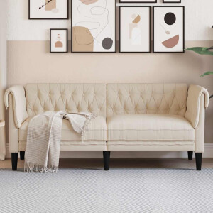 vidaXL Tweezitsbank Chesterfield-stijl linnen