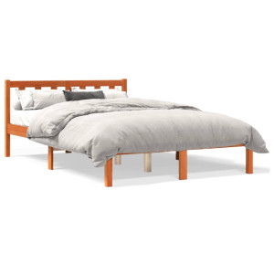 vidaXL Bedframe zonder matras massief grenenhout wasbruin 135x190 cm