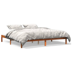 vidaXL Bedframe zonder matras massief grenenhout wasbruin 200x200 cm