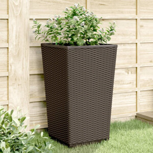 vidaXL Plantenbakken 2 st 32,5x32,5x57 cm polypropeen bruin