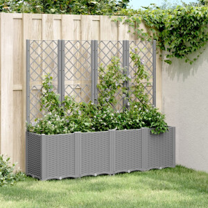 vidaXL Plantenbak met latwerk 160x40x140 cm polypropeen lichtgrijs