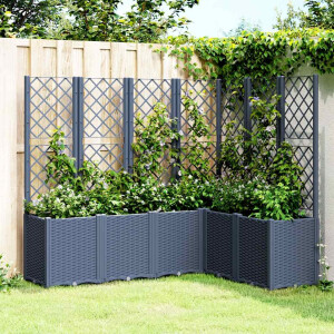 vidaXL Plantenbak met latwerk 160x120x140 cm polypropeen blauwgrijs