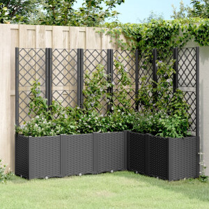 vidaXL Plantenbak met latwerk 160x120x140 cm polypropeen zwart