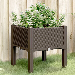 vidaXL Plantenbak met poten 40x40x42 cm polypropeen bruin