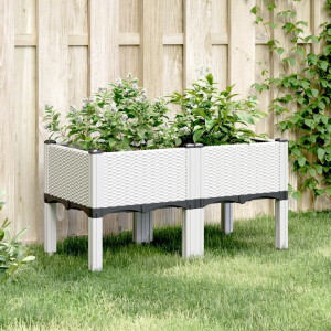 vidaXL Plantenbak met poten 80x40x42 cm polypropeen wit