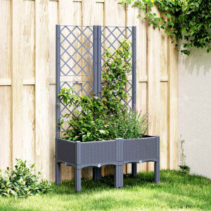vidaXL Plantenbak met latwerk 80x40x142 cm polypropeen blauwgrijs