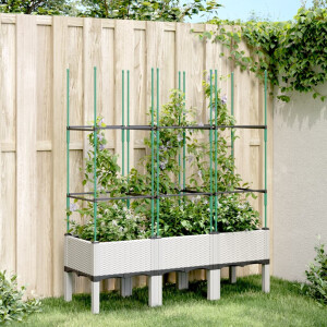 vidaXL Plantenbak met latwerk 120x40x142,5 cm polypropeen wit