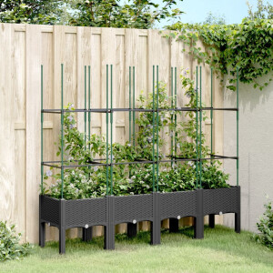 vidaXL Plantenbak met latwerk 160x40x142,5 cm polypropeen zwart