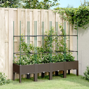 vidaXL Plantenbak met latwerk 160x40x142,5 cm polypropeen bruin
