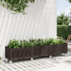 vidaXL Plantenbak met wielen 240x50x54 cm polypropeen bruin