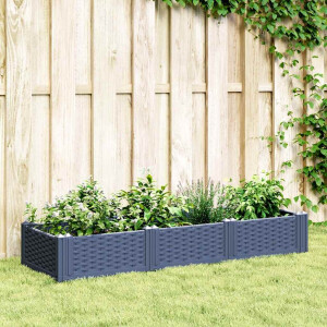 vidaXL Plantenbak met pinnen 125x40x28,5 cm polypropeen blauwgrijs