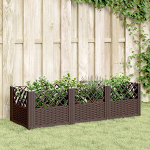 vidaXL Plantenbak met pinnen 123,5x43,5x43,5 cm polypropeen bruin