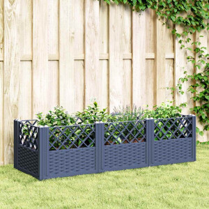 vidaXL Plantenbak met pinnen 123,5x43,5x43,5 cm polypropeen blauwgrijs