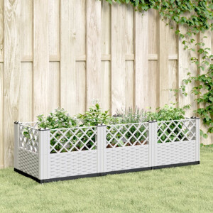 vidaXL Plantenbak met pinnen 123,5x43,5x43,5 cm polypropeen wit