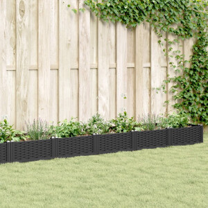 vidaXL Plantenbak met pinnen 362,5x42,5x28,5 cm polypropeen zwart
