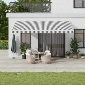 vidaXL Luifel uittrekbaar 5x3 m stof en aluminium antraciet en wit