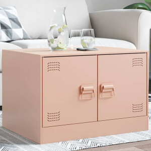 vidaXL Salontafel 67x50x44 cm staal roze