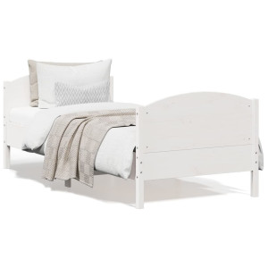 vidaXL Bedframe zonder matras massief grenenhout wit 75x190 cm
