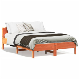 vidaXL Bed met matras massief grenenhout wasbruin 140x190 cm