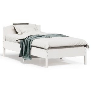 vidaXL Bedframe zonder matras massief grenenhout wit 75x190 cm