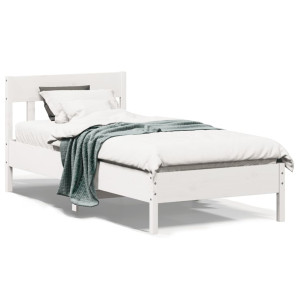 vidaXL Bedframe zonder matras massief grenenhout wit 140x200 cm