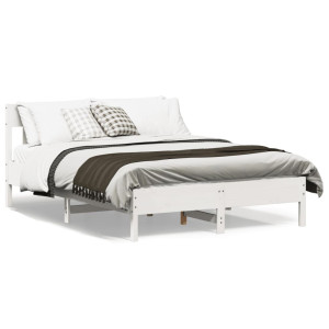 vidaXL Bedframe zonder matras massief grenenhout wit 140x190 cm