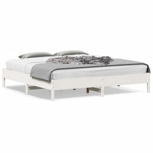 vidaXL Bedframe zonder matras massief grenenhout wit 180x200 cm