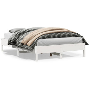vidaXL Bedframe zonder matras massief grenenhout wit 160x200 cm