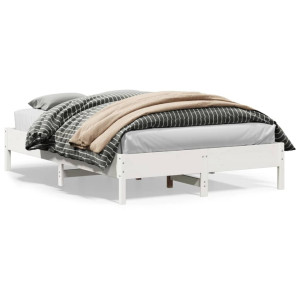 vidaXL Bedframe zonder matras massief grenenhout wit 140x200 cm