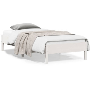 vidaXL Bedframe zonder matras massief grenenhout wit 140x200 cm