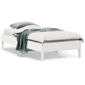 vidaXL Bedframe zonder matras massief grenenhout wit 90x190 cm